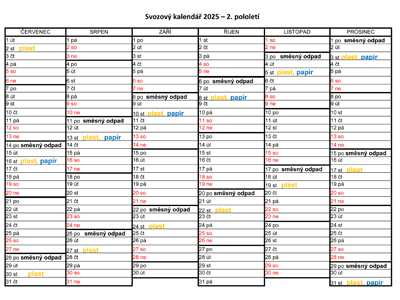 Svozový kalendář